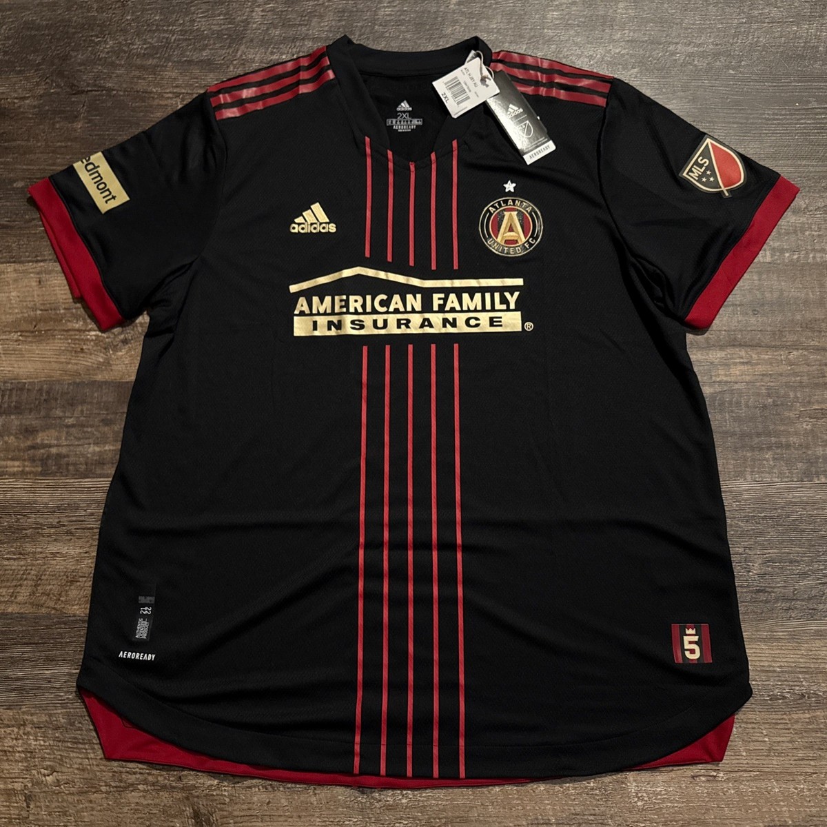 一点もの✨古着 ATLANTA UNITED ブラックシャツ XL 2021 Adidas Men's Atlanta United FC Authentic Version Home Soccer