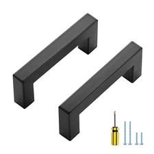 5 Pack 3 Inch Black Cabinet Pulls Square Matte Black Kitchen Hardware Handle