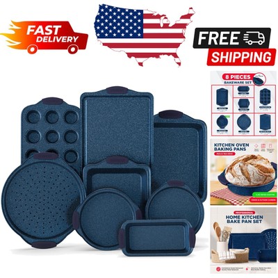 BAKKEN 8-Piece Nonstick Carbon Steel Bakeware Set with Silicone Handles