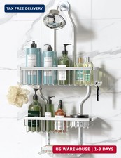 Never-Rust Aluminum Hanging Shower Caddy - Over-the-Showerhead Organizer with 10