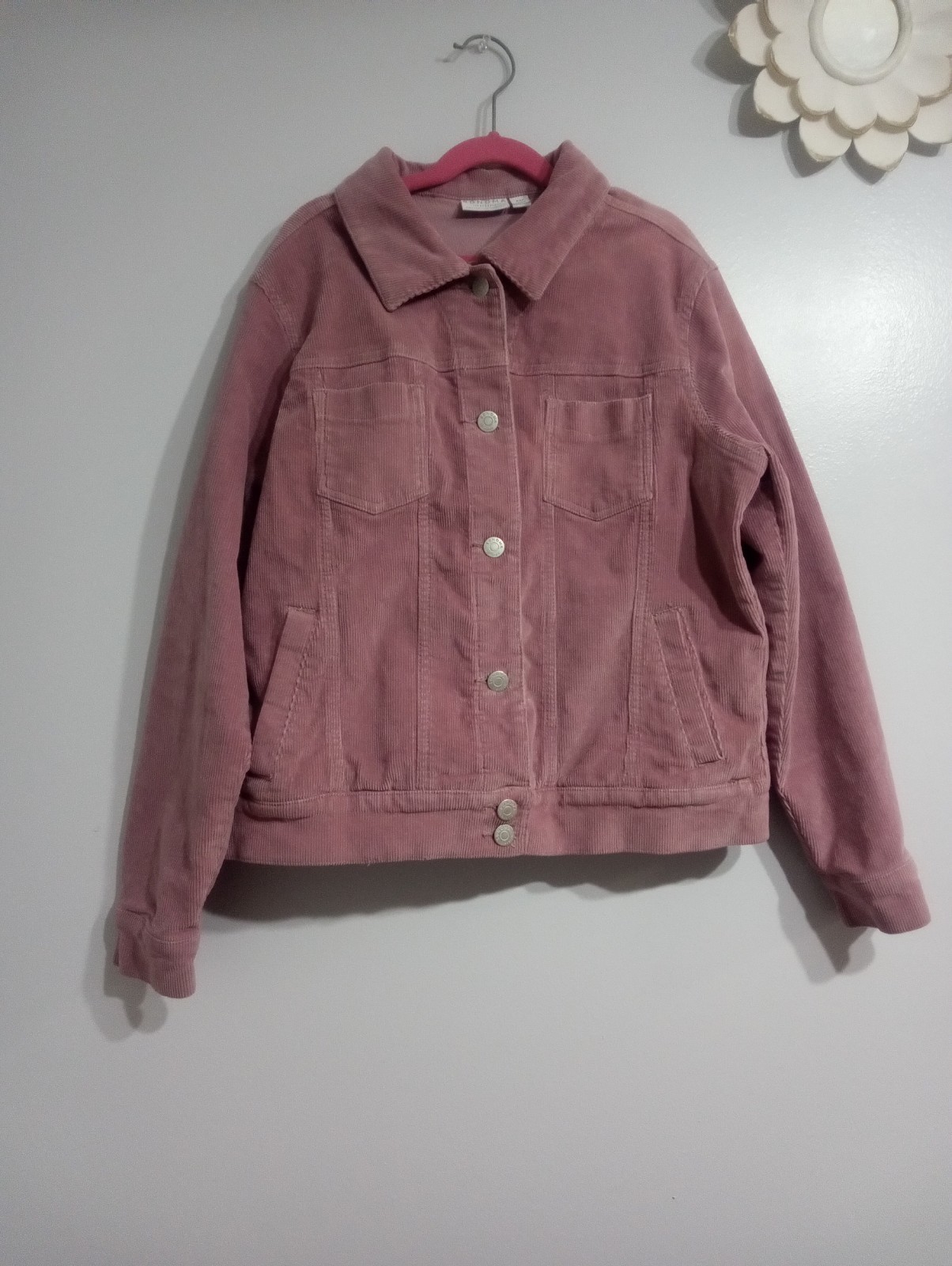 Denim Jacket Women and Velvet Peach Pink Color Size Medium Sonoma Brand-image