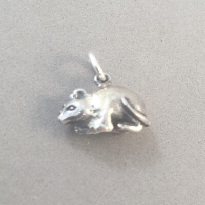 .925 Sterling Silver 3-D GERBIL CHARM NEW Pendant Mouse Rat 925 AN51