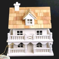 Victorian Cottage Bird House ~ Home Bazaar ~ 2 Story White Wood ~ New (Other)