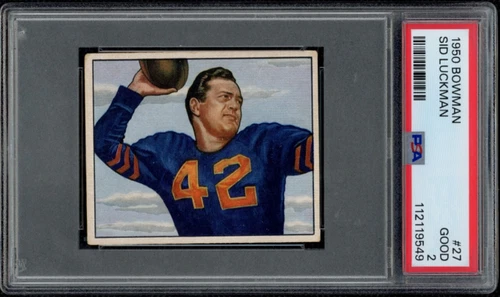 1950 Bowman #27 Sid Luckman ^  Chicago Bears HOF  PSA 2