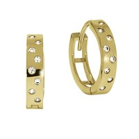 Celesta Gold Klappcreole 375/- Gelbgold Mit Zirkonia Cz Weiß Gelbes Gold 9 Karat