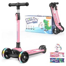 Besrey Kids 3 Wheel Scooter for Ages 3-10 Years Girls/Boys,Toddler Scooter,Pink