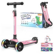 Besrey Kids 3 Wheel Scooter for Ages 3-10 Years Girls/Boys,Toddler Scooter,Pink