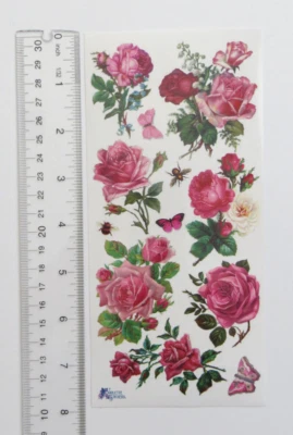 Violette Collection - HOT PINK ROSES - Sheet of Roses & Butterfly #C33