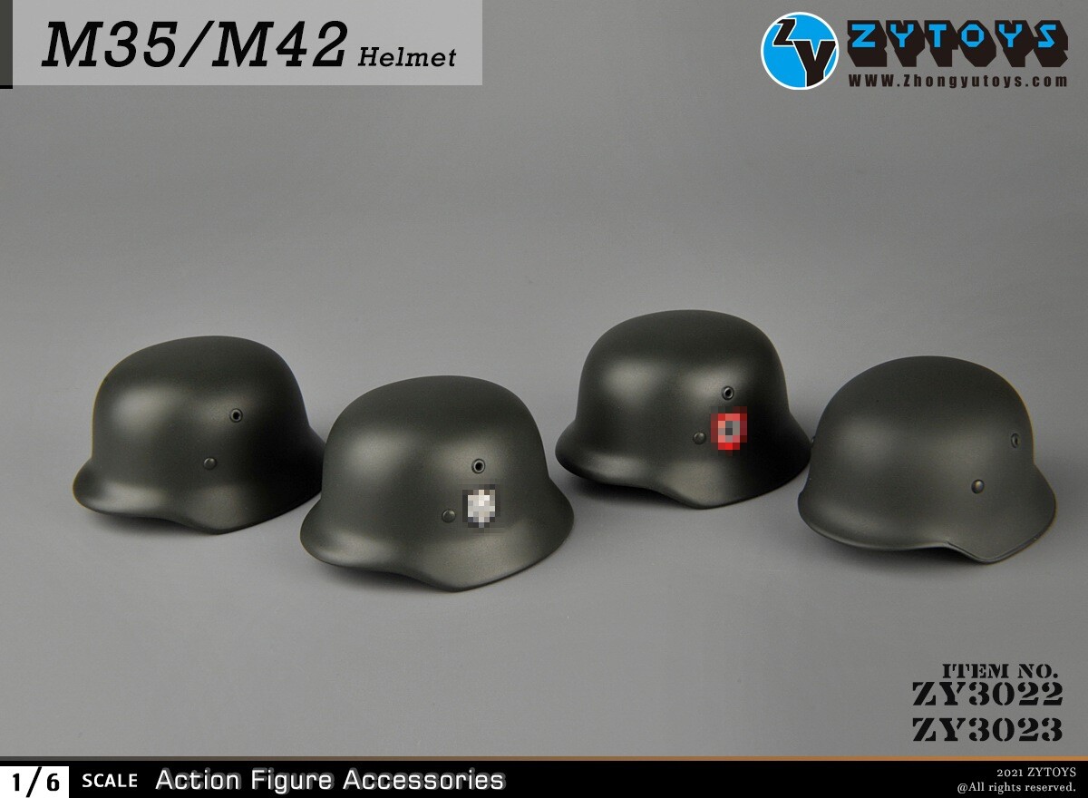 ZYTOYS 1:6 WWII Metal M35 German Helmet Model Soldier Doll Mini