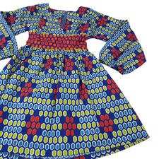 Vintage 70's Size XS/S Hexagon Print Long Balloon Sleeve Fit Flare Dress