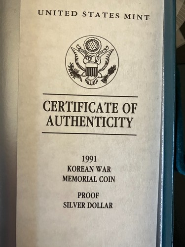 1991 Korean War Memorial Proof Silver Dollar $1 ~ Free USA Shipping - Picture 4 of 9