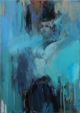 Portrait painting Original art Impressionism Oil on canvas by S. Chernyakovsky