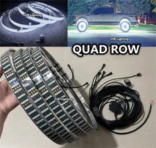 17.5" QUAD ROW Strobes or Stay PURE WHITE LED Trucks Wheel Ring Tire Rim Lights