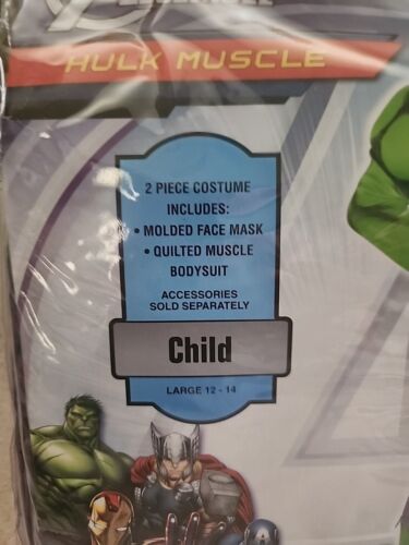 Marvel Avengers Assemble Hulk Muscle Niño Disfraz Grande 12-14 Nuevo - Imagen 3 de 5