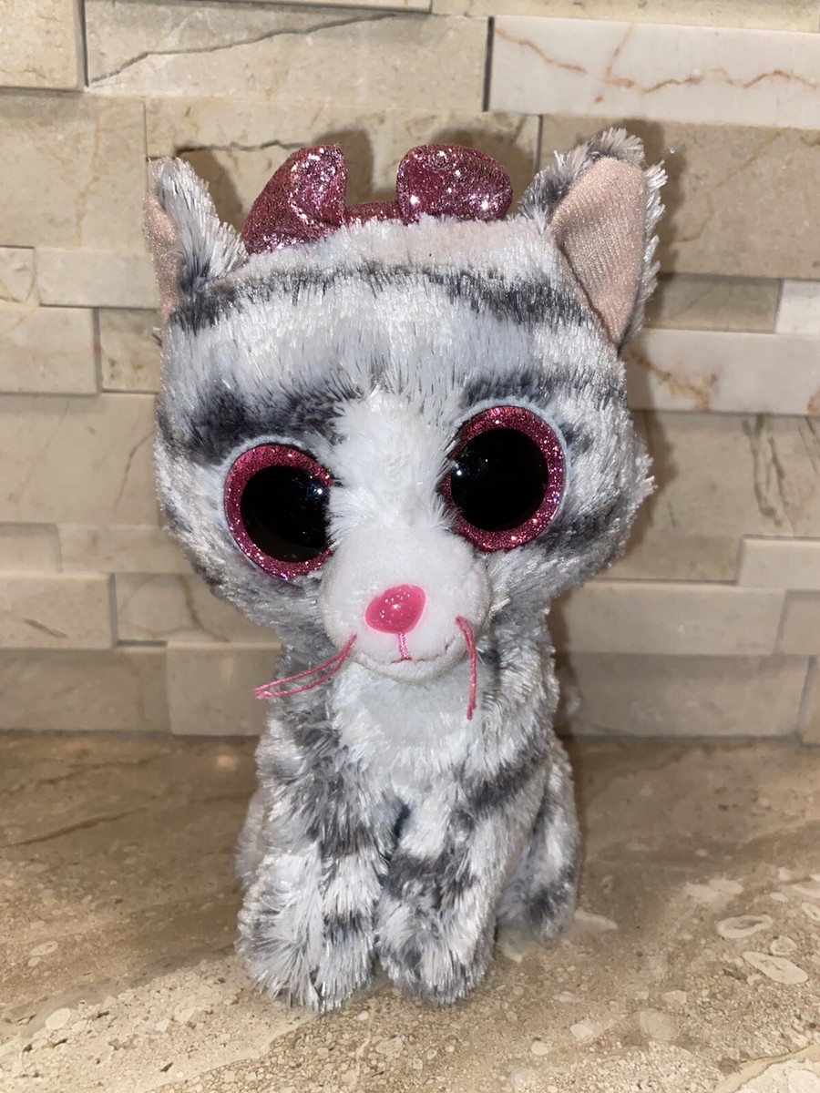 Ty Beanie Boos Kiki Grey Cat Plush 6
