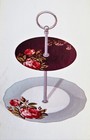 V&A Fine China 2 Tier Cake Stand Toile Floral Design New See description