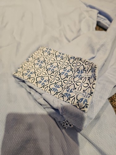 Camicia slim fit Ted Baker Endurance da uomo taglia 16 blu chiaro polsino in cotone ottime condizioni - Foto 2 di 16