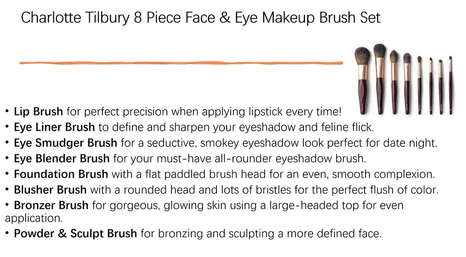 charlotte tilbury 8 Pcs Face & Eye Brush set - Image 2 of 4