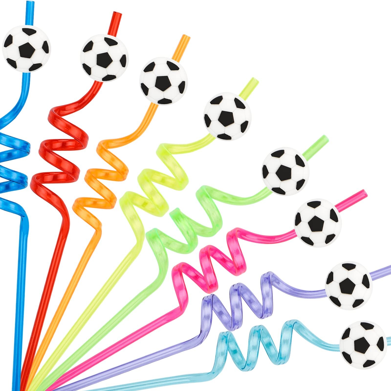 24Pcs Soccer Party Straws for Soccer Party Favors, Soccer Ball Themed Party D...