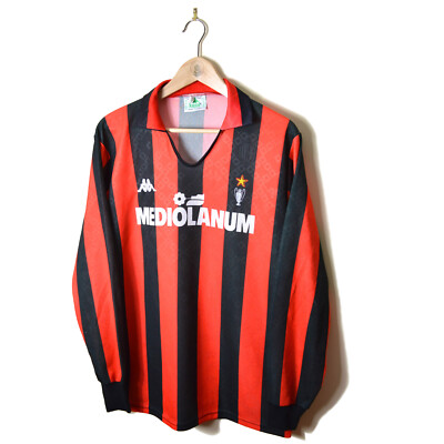 AC Milan Player Spec Home Football Shirt Jersey 1989/1990 L/S Long