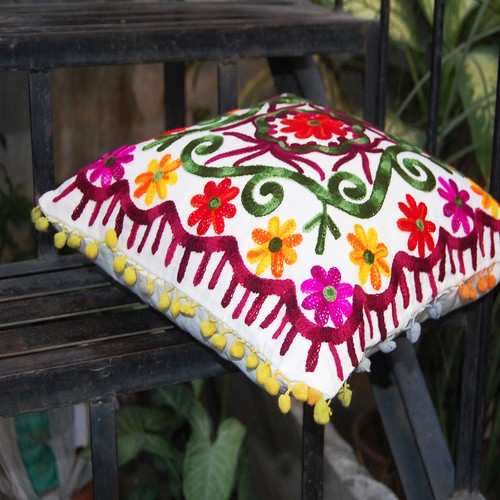 16" Christmas Decor Indian Suzani Pillow/Cushion Cases Embroidered Cotton Square - Picture 3 of 5