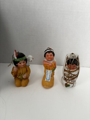 SET 3 Gergory Perillo Christmas   Ornaments Sagebrush Kids  Boot Lamb   VINTAGE