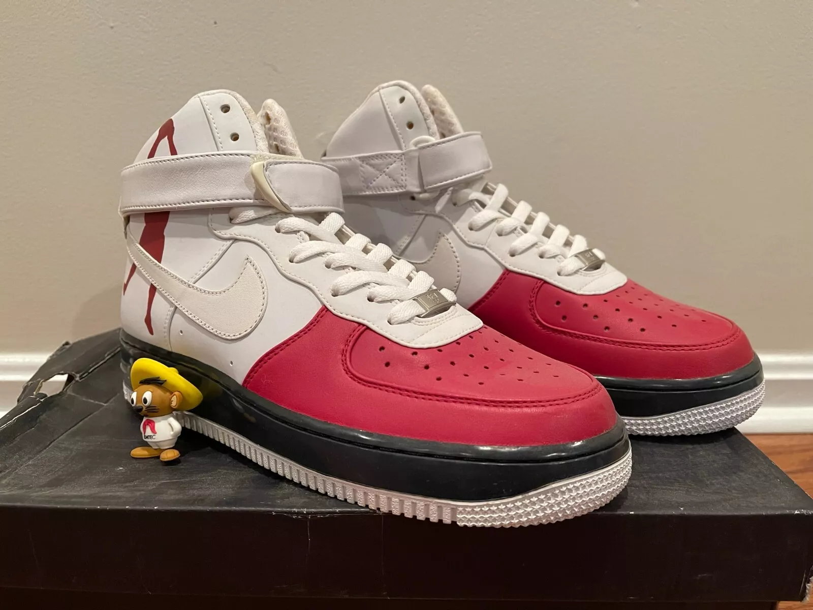 DS 2008 Nike Air Force 1 High Hi Supreme 1World Sheed Rasheed Wallace rouge taille 9