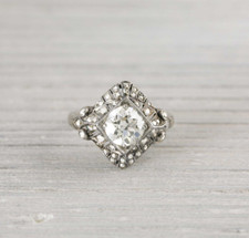 Art Deco 2.4Ct White Round Cut Cubic Zirconia Wedding Bridal Ring In 925 Silver