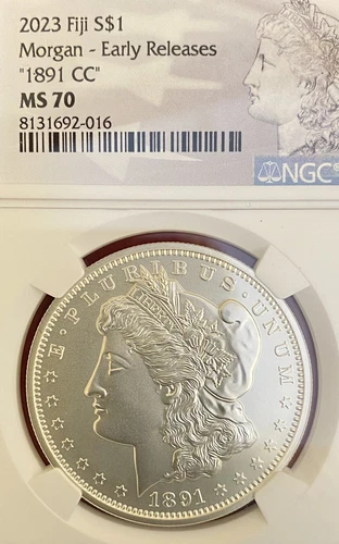 2023-FIJI MORGAN DOLLAR "1891-CC"  NGC MS-70 EARLY RELEASE!