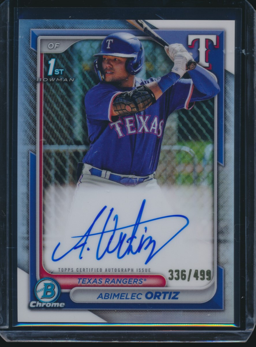 ABIMELEC ORTIZ AUTO 1st 2024 Bowman Chrome Prospects REFRACTOR/499 RANGERS RC