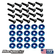 20 TITANIUM BURNT FENDER ENGINE HEADLIGHT BUMPER DRESS UP BOLTS WASHERS BLACK