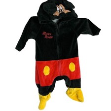 Disney Infant 0 3 mos Mickey Mouse Costume Dress Up Jumper w ears Halloween