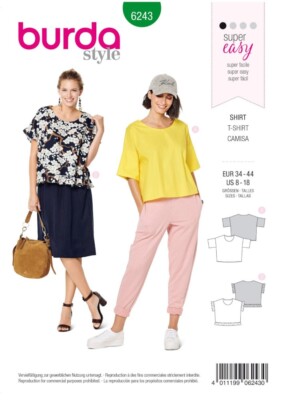 Burda Style Schnittmuster 6243 Misses  locker sitzende lässige Oberteile leicht zu nähen