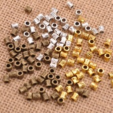 200Pcs Tibetan Silver Tube Charms Spacer Beads Jewelry Findings 5X4MM M3034