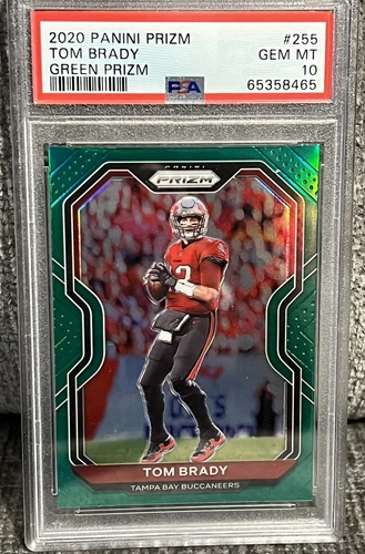Tom Brady 2020 Panini Prizm #255 GREEN Prizm Parallel 💥PSA 10 GEM MINT💥