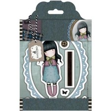 New SANTORO Simply Gorjuss Urban Rubber Stamps TWEED WAITING GIRL SET freeUSASh