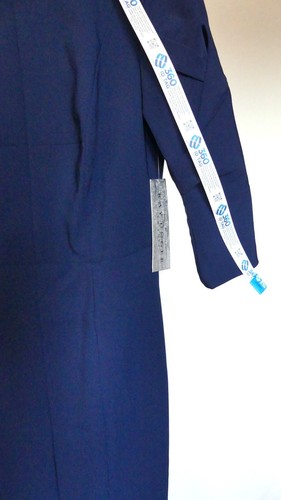 Kay Unger abito aderente tubino da donna blu navy USA taglia 4 elasticizzato crepe #5518804 - Foto 10 di 13