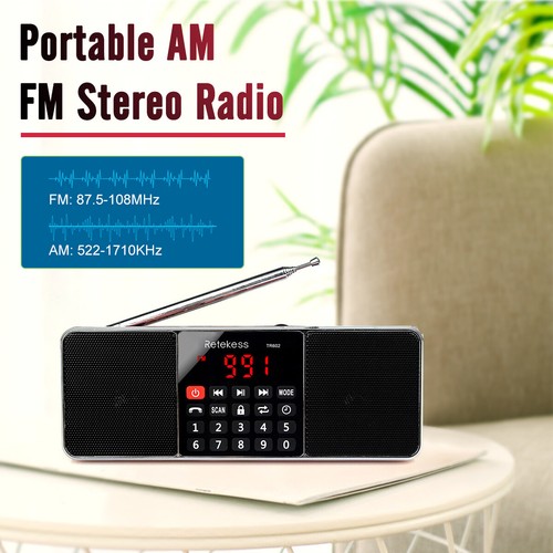 TR602 Radio Digital Portátil FM/AM Bluetooth Altavoz Doble Recargable Hogar Regalo - Imagen 2 de 12