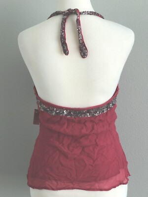 SM* ATOS LOMBARDINI sequin flexible silk open back blouse tank top