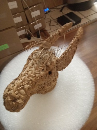 Vintage Mexico Woven Straw Donkey Head