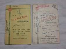 Vintage 1950's Rugby Fixtures Leaflets UCW Aberystwyth Wales Signatures