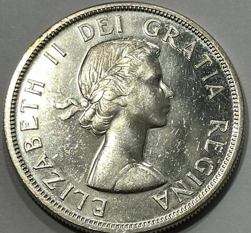 Canada 1958 1858-1958 British Columbia Commerative, 1 Dollar SILVER KM 55 UNC