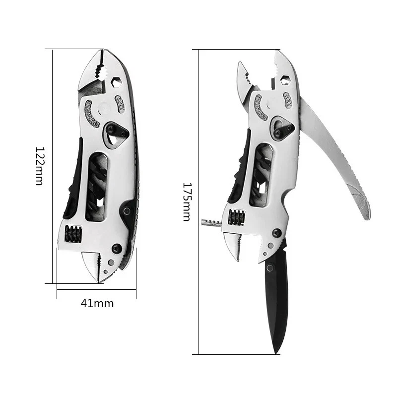 Multi-Tool Knife EDC Gear Set Adjustable Wrench, Screwdriver, Pliers Pocket Tool