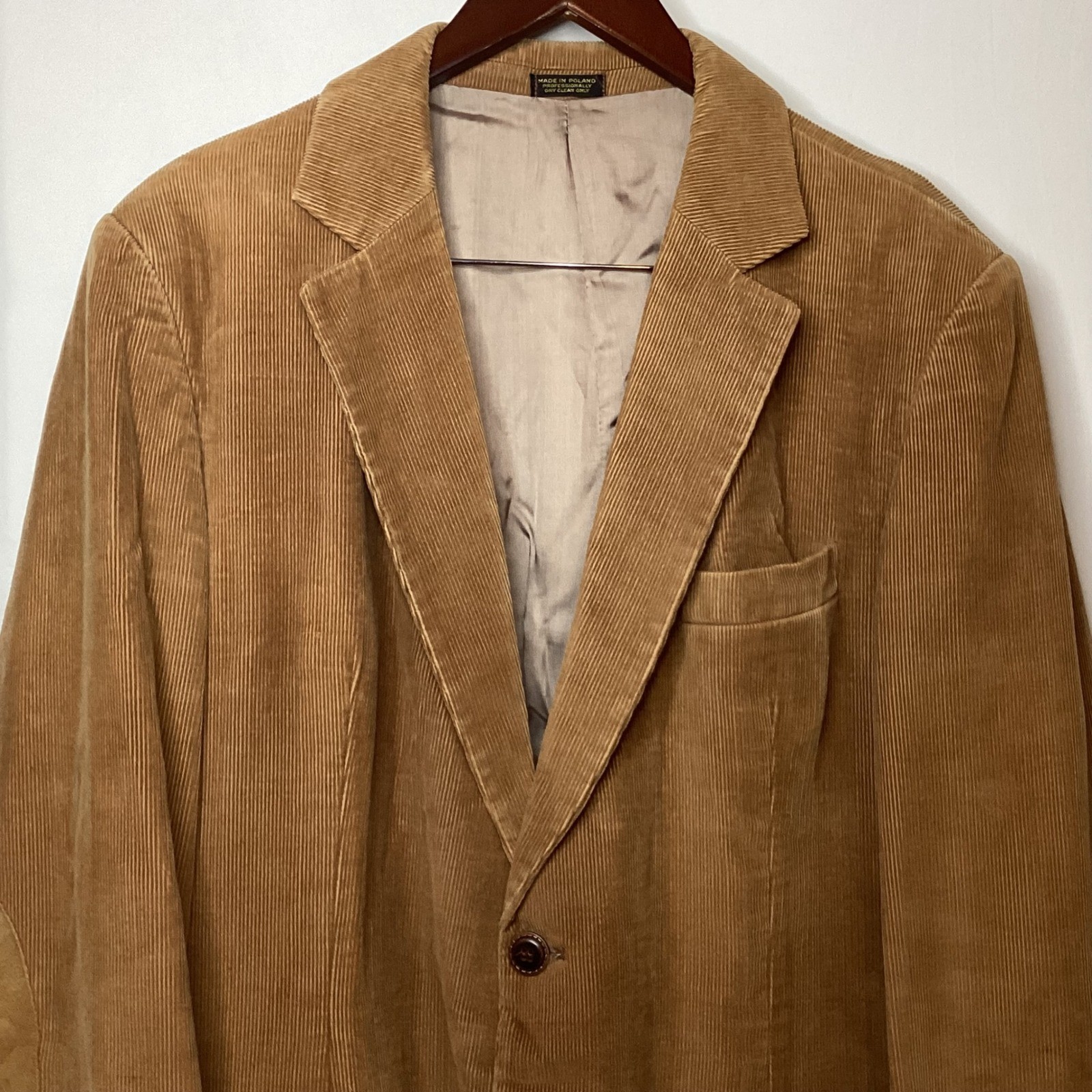 Mens Corduroy Blazer Jacket Sport Coat Elbow Patch Vintage Style Tan Brown