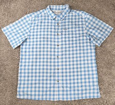 Columbia PFG Omni-shade Shirt Blue Short Sleeve Button Up Vented Men's Size XL