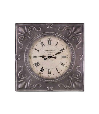 Grand Hotel Wanduhr Zink Grau 60 cm Französischer Paris Stil Römische Ziffern Vintage