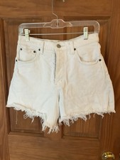 Abercrombie  Fitch White Denim Shorts- The Dad Short; High Rise Sz 27 / 4