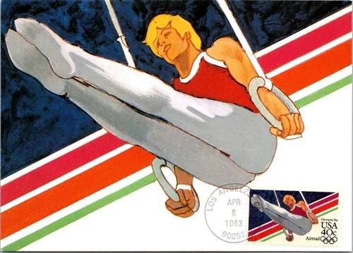 Dr Jim Stamps Maximum Card 40c Airmail 1984 Olympics Men's Gymnastics First Day