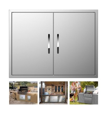 Outdoor Kitchen Doors 31W x 24H Inch, Double BBQ Access Doors 304 Stainless S...