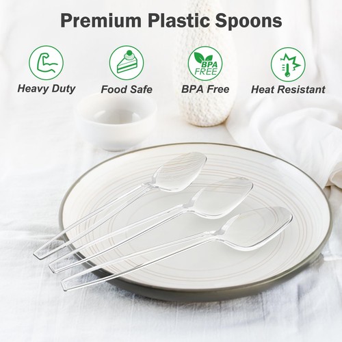 360 Count Clear Plastic Spoons Disposable, BPA-Free, Heat Resistant, Solid an... - Picture 3 of 7